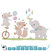 Circus Animal Parade Embroidery Design – 5 Sizes Available | FineryEmbroidery - FineryEmbroidery